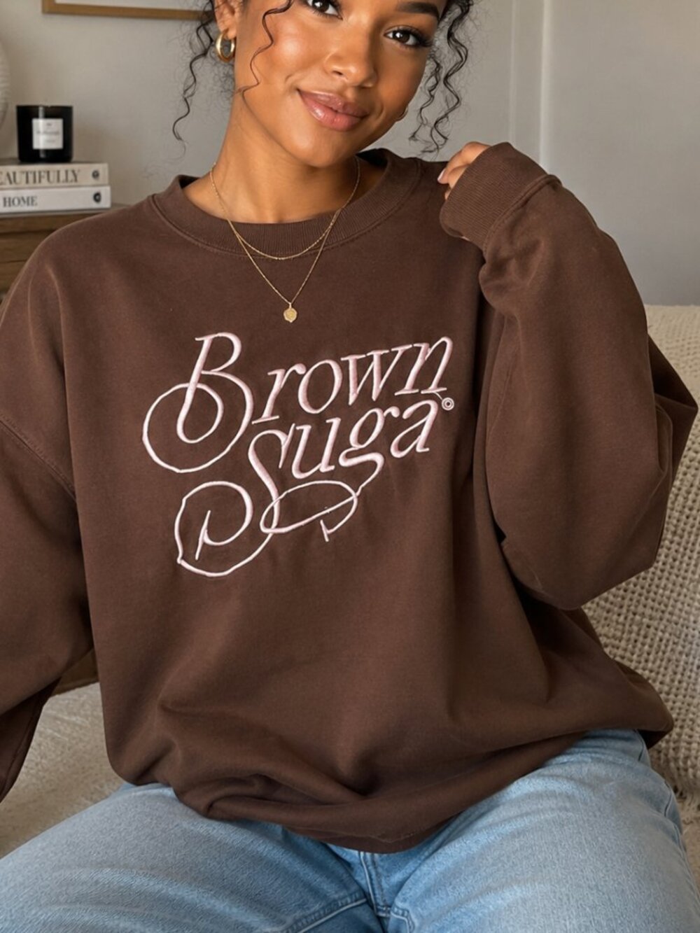 Legendairy Rootz Brown Suga Embroidered Crewneck Sweatshirt Brown Size M